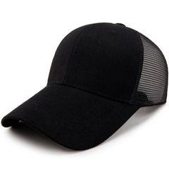 Solid Mesh Baseball Caps For Men Women Ponytail Cotton Snapback Cap Unisex Summe