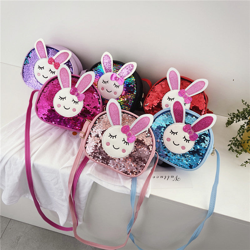 Girls Cartoon Bunny Bag Coin Purse Zipper Adjustable Shoulder Strap