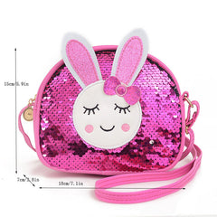 Girls Cartoon Bunny Bag Coin Purse Zipper Adjustable Shoulder Strap