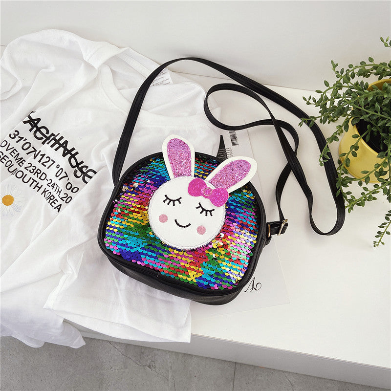 Girls Cartoon Bunny Bag Coin Purse Zipper Adjustable Shoulder Strap