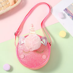 Girls Unicorn Sequin Plush Shoulder Bag Crossbody Zipper Wallet Coin Purse