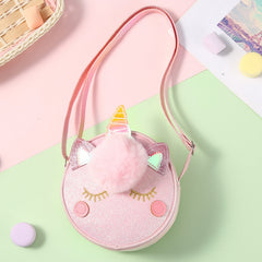 Girls Unicorn Sequin Plush Shoulder Bag Crossbody Zipper Wallet Coin Purse