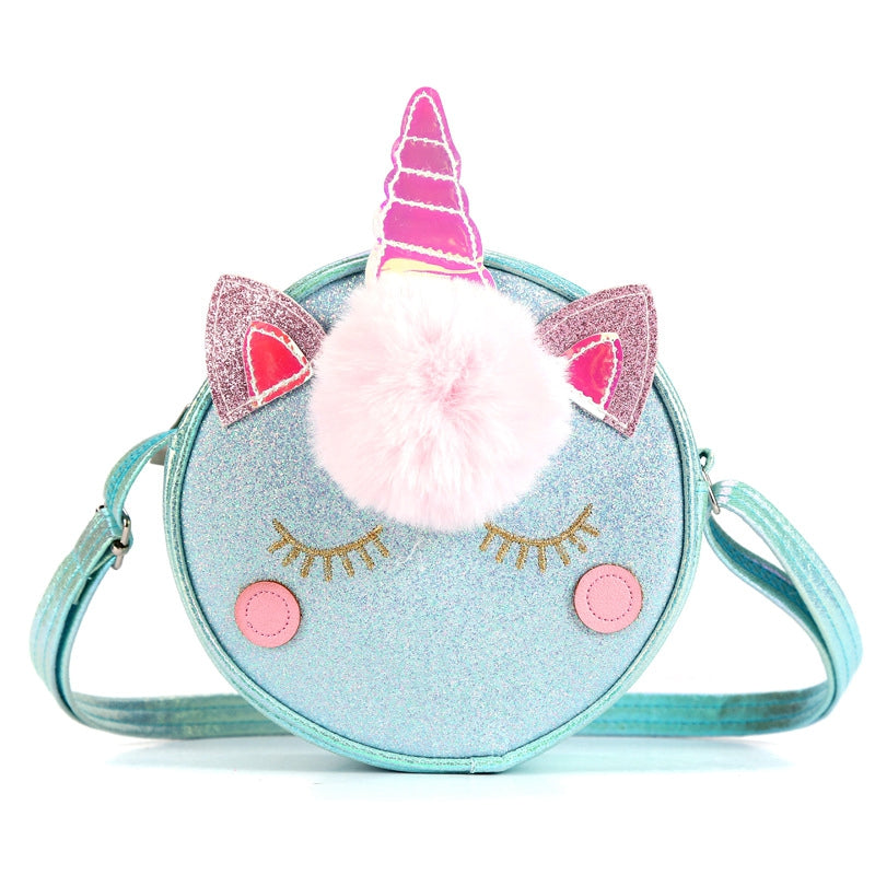 Girls Unicorn Sequin Plush Shoulder Bag Crossbody Zipper Wallet Coin Purse
