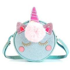 Girls Unicorn Sequin Plush Shoulder Bag Crossbody Zipper Wallet Coin Purse