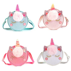 Girls Unicorn Sequin Plush Shoulder Bag Crossbody Zipper Wallet Coin Purse