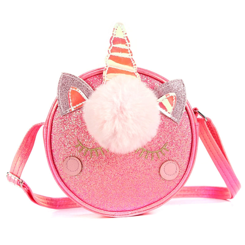 Girls Unicorn Sequin Plush Shoulder Bag Crossbody Zipper Wallet Coin Purse