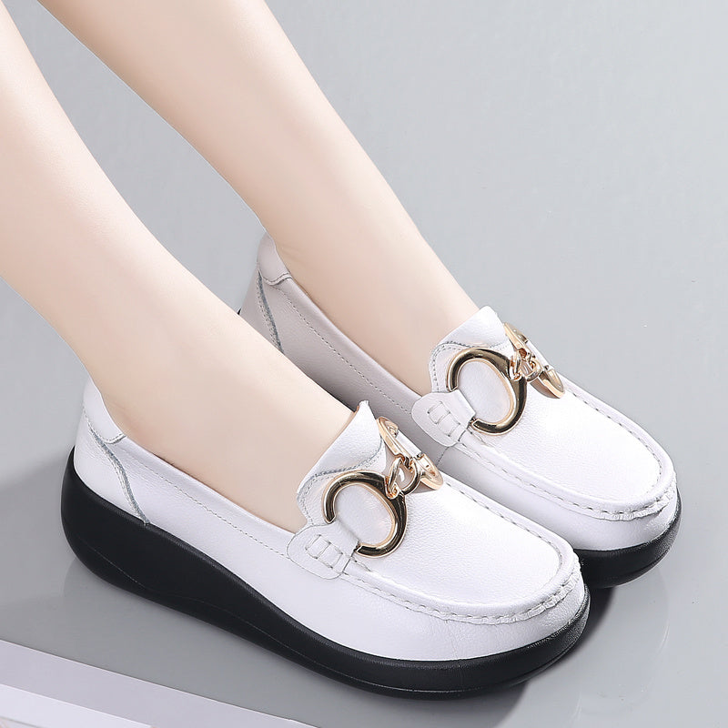 Metal Buckle Rocker Loafers Slip On Casual Walking Shoes