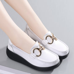 Metal Buckle Rocker Loafers Slip On Casual Walking Shoes