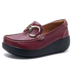 Metal Buckle Rocker Loafers Slip On Casual Walking Shoes