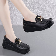 Metal Buckle Rocker Loafers Slip On Casual Walking Shoes