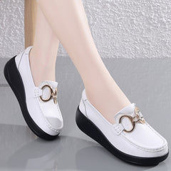 Metal Buckle Rocker Loafers Slip On Casual Walking Shoes