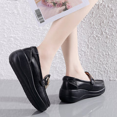 Metal Buckle Rocker Loafers Slip On Casual Walking Shoes