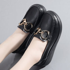 Metal Buckle Rocker Loafers Slip On Casual Walking Shoes