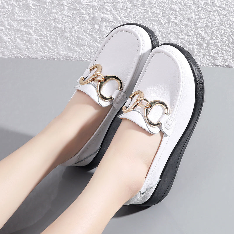 Metal Buckle Rocker Loafers Slip On Casual Walking Shoes