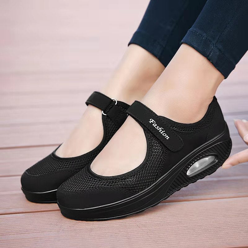 Women's Air Cushion Mesh Sneakers Hook & Loop Sports Shoes