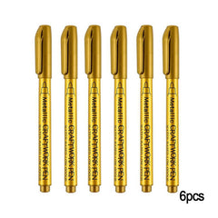 6pcs Silvery Paint Markers Ceramic Glass Cloth DIY Crafts
