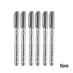 6pcs Silvery Paint Markers Ceramic Glass Cloth DIY Crafts