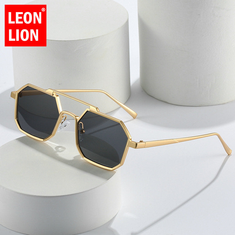 LeonLion Square Sunglasses Men's Glasses Metal Retro Eyewear