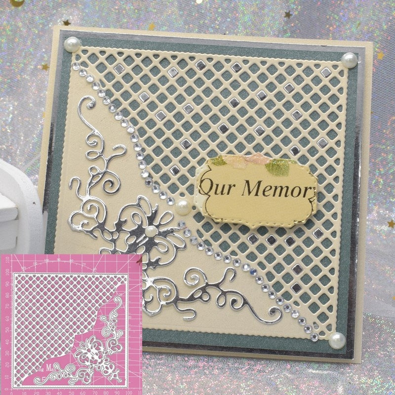 Metal Cutting Die Square Mesh Background Corner Lace Scrapbooking