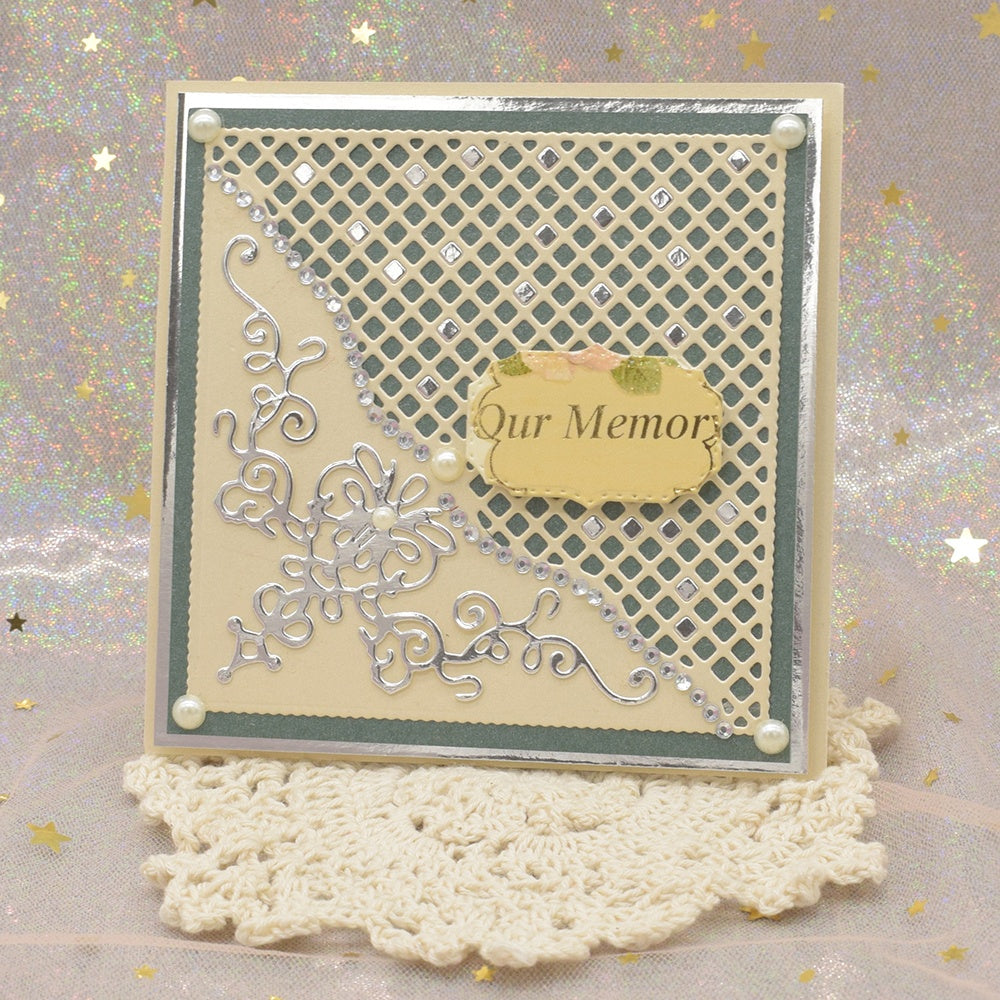 Metal Cutting Die Square Mesh Background Corner Lace Scrapbooking