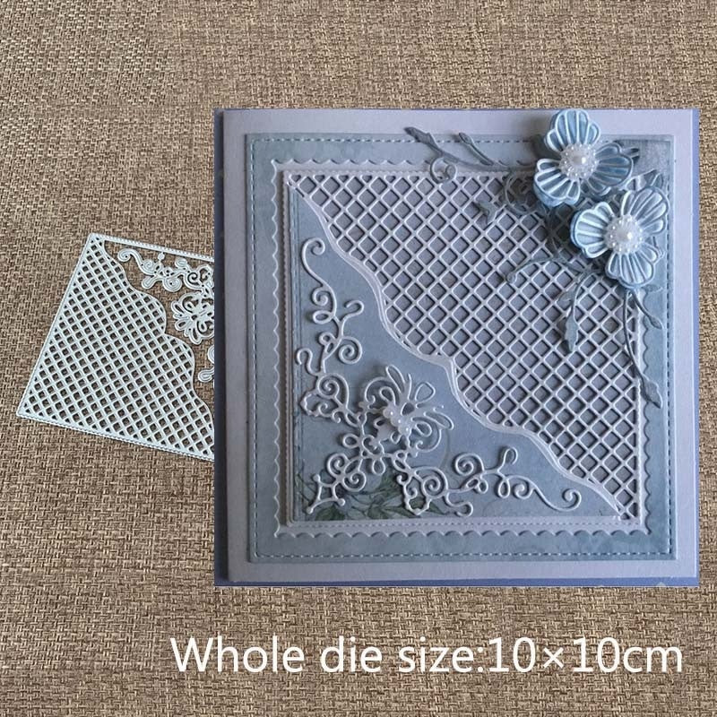 Metal Cutting Die Square Mesh Background Corner Lace Scrapbooking