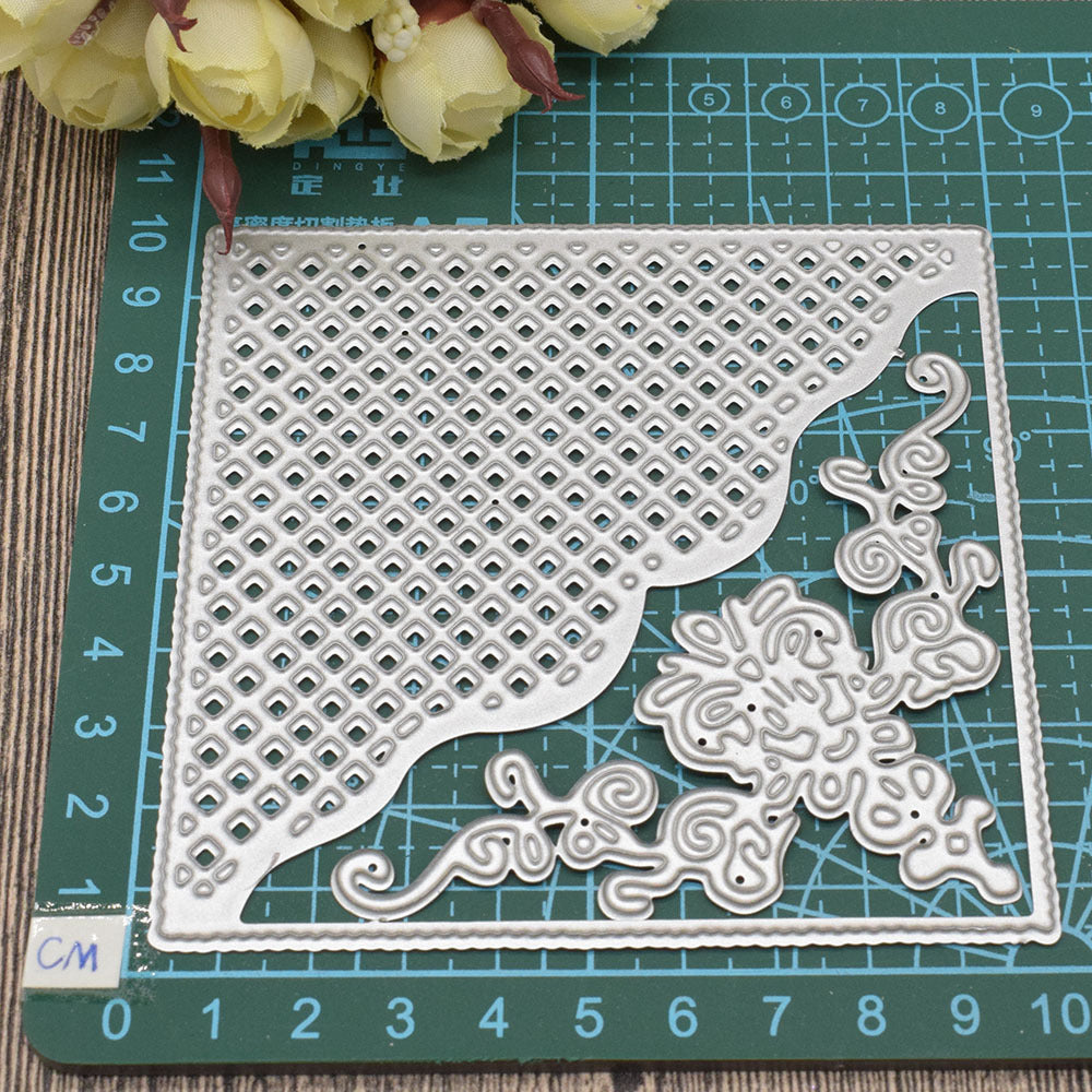 Metal Cutting Die Square Mesh Background Corner Lace Scrapbooking