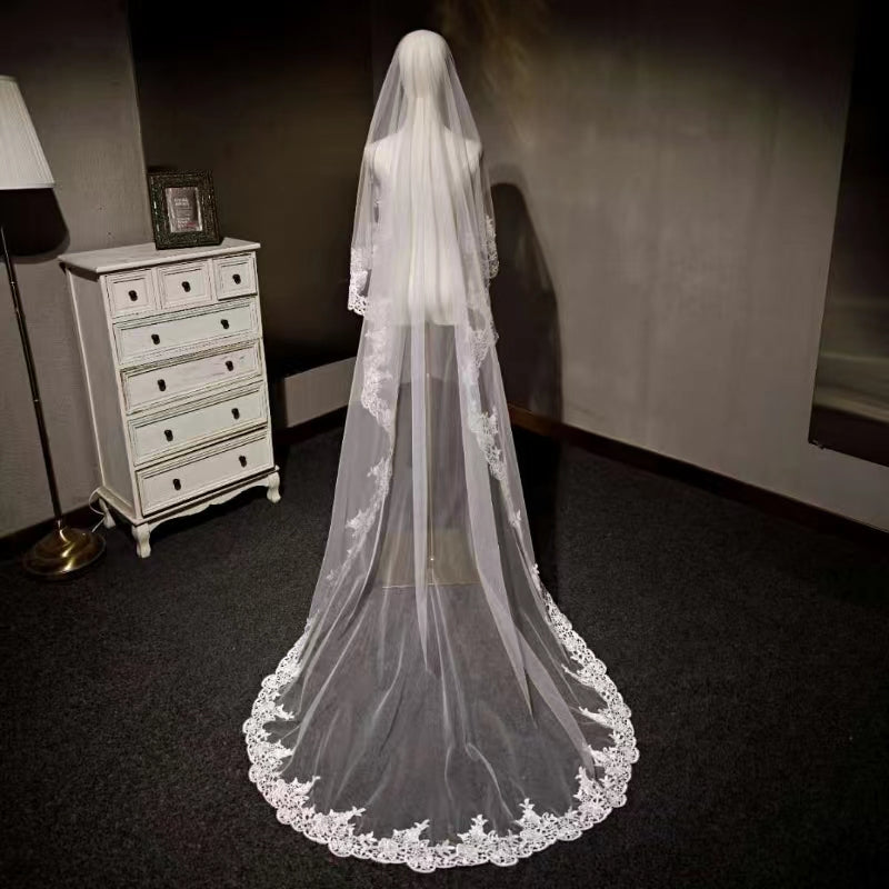 Long Veil Accessory Lace Edge Tulle Veil