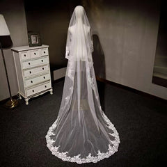 Long Veil Accessory Lace Edge Tulle Veil