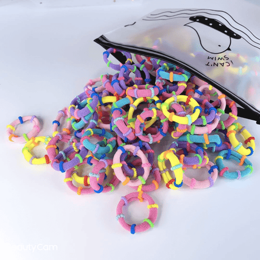 100pcs Candy Nylon Hair Elastics Ties Thick Stretchy Rubber Band for Girls Women