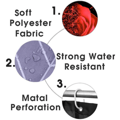 4pcs Purple Rose Pattern Waterproof Shower Curtain Set