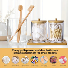 3pcs Clear Plastic Swab Holders with Lid for Vanity Dresser