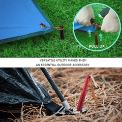6pc Aluminum Garden Stakes 7.08in, Reflective Cord, Tent Pegs & Hamm