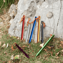 6pc Aluminum Garden Stakes 7.08in, Reflective Cord, Tent Pegs & Hamm