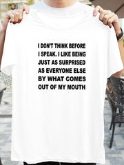 Letter Graphic Short Sleeve T-shirt Solid Loose Crew Neck Comfort