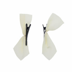 2pcs Girl's Satin Ribbon Hair Bows Clips Vintage Bowknot Side Hairpin Barrettes