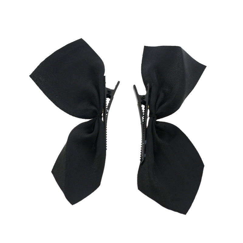 2pcs Girl's Satin Ribbon Hair Bows Clips Vintage Bowknot Side Hairpin Barrettes