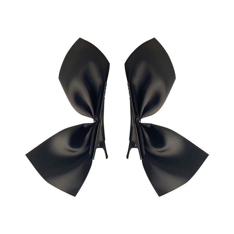 2pcs Girl's Satin Ribbon Hair Bows Clips Vintage Bowknot Side Hairpin Barrettes