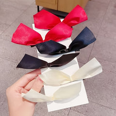 2pcs Girl's Satin Ribbon Hair Bows Clips Vintage Bowknot Side Hairpin Barrettes