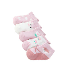 5 Pairs Girls Cartoon Knit Socks Thin Mesh for Summer & Spring