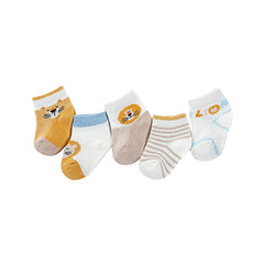 5pairs Baby Boys Cartoon Striped Cotton Socks