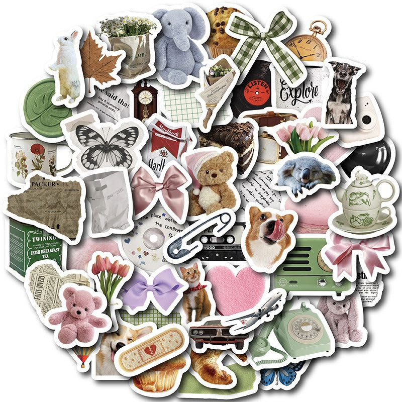 58pcs Pet Small Object Doodle Stickers DIY Stationery Computer Stickers