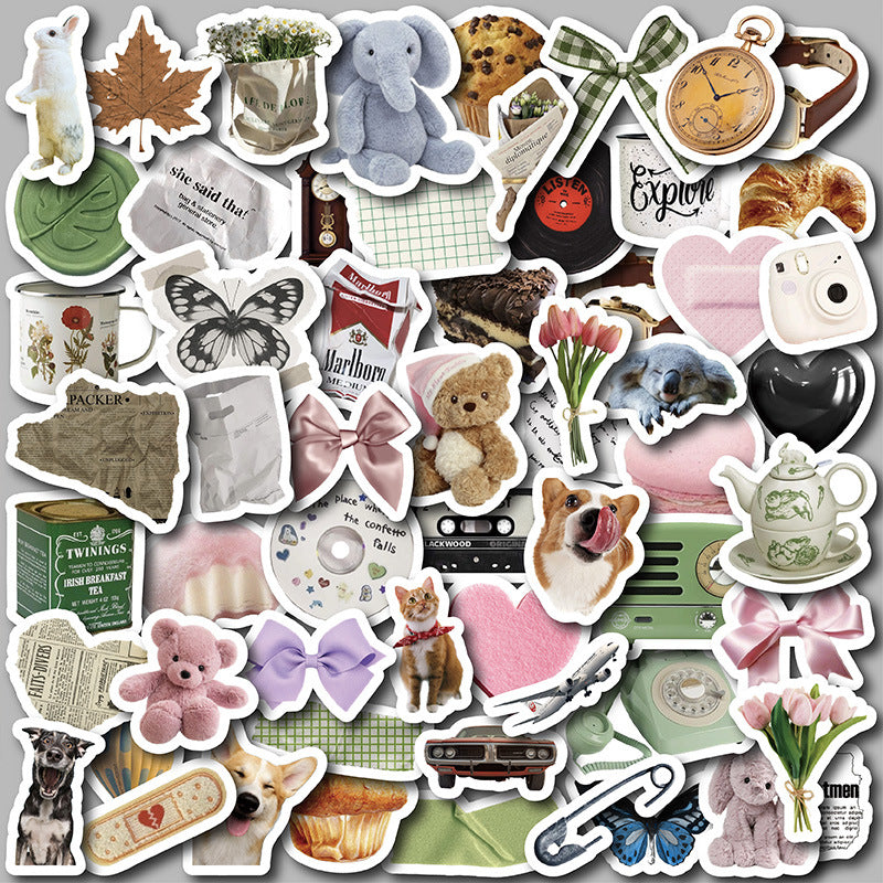 58pcs Pet Small Object Doodle Stickers DIY Stationery Computer Stickers