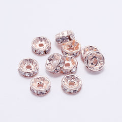 50PCS DIY Jewelry Accessories Wheel Spacer Beads Round Rhinestone Set