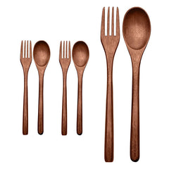 Japanese Wooden Utensil Set for Cooking and Eating - Natural Wood Flatware
