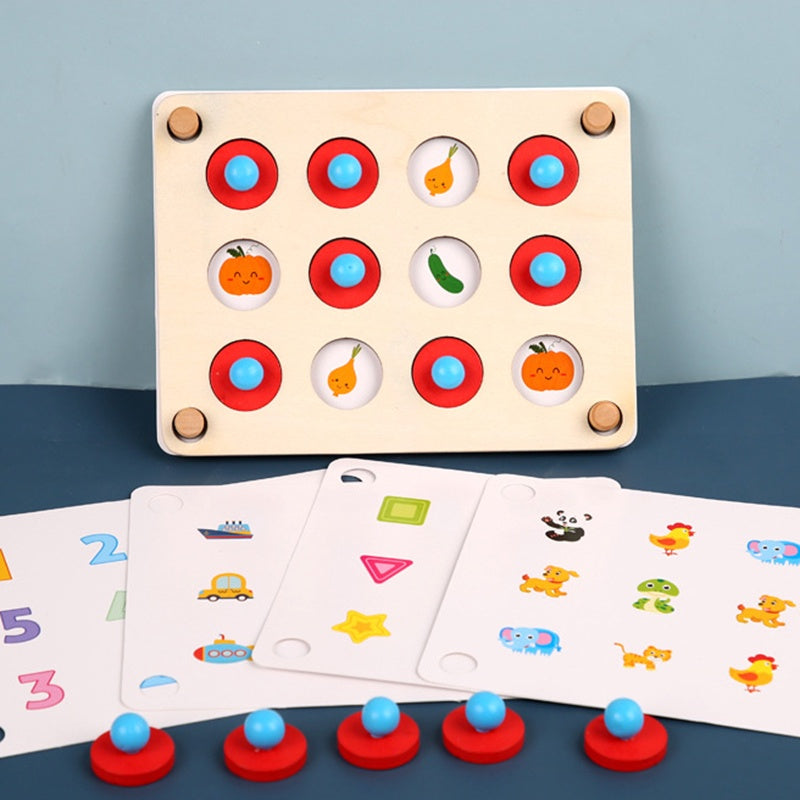 Wooden Memory Chess Table Game for Kids, Montessori Education Toy