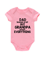 Newborn Short Sleeve Romper GRANDPA KNOWS EVERYTHING Graphic Cotton Bodysuit
