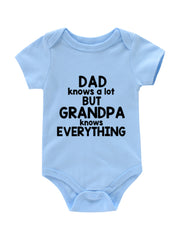 Newborn Short Sleeve Romper GRANDPA KNOWS EVERYTHING Graphic Cotton Bodysuit
