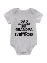 Newborn Short Sleeve Romper GRANDPA KNOWS EVERYTHING Graphic Cotton Bodysuit