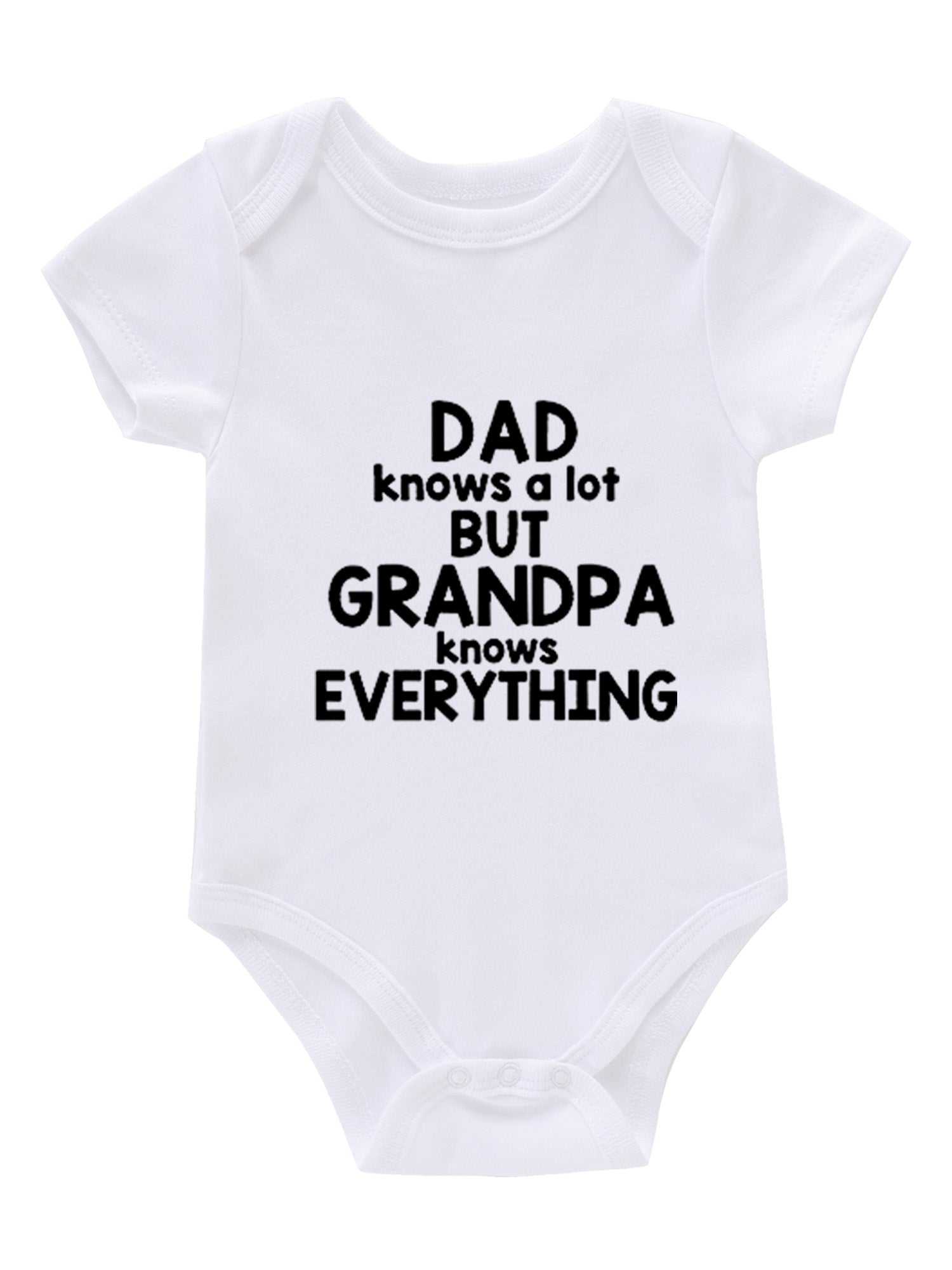 Newborn Short Sleeve Romper GRANDPA KNOWS EVERYTHING Graphic Cotton Bodysuit