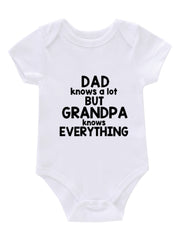 Newborn Short Sleeve Romper GRANDPA KNOWS EVERYTHING Graphic Cotton Bodysuit